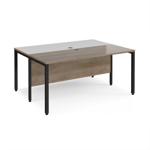 Maestro 25 back to back straight desks 1600mm x 1200mm - black bench leg frame, Nebraska Oak top