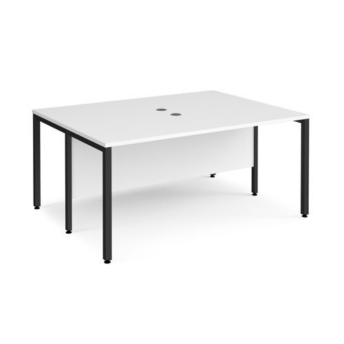 Maestro 25 back to back straight desks 1600mm x 1200mm - black bench leg frame, white top