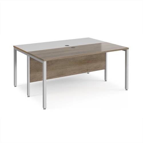 Maestro 25 back to back straight desks 1600mm x 1200mm - silver bench leg frame, Nebraska Oak top