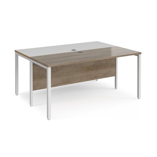 Maestro 25 back to back straight desks 1600mm x 1200mm - white bench leg frame, Nebraska Oak top