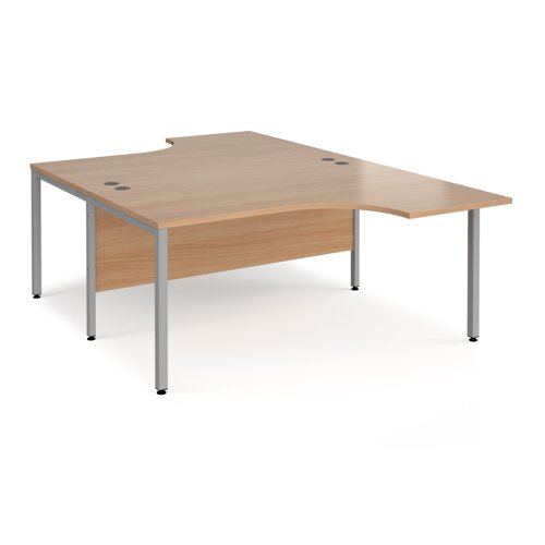 Office Desk 2 Person Rectangular Desk 1600mm Beech Tops With Silver Frames Maestro 25