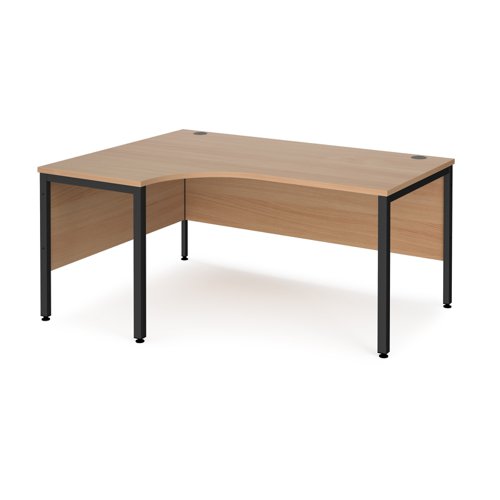 Office Desk Left Hand Corner Desk 1600mm Beech Top With Black Frame 1200mm Depth Maestro 25 Mb16elkb