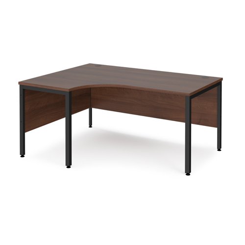 Office Desk Left Hand Corner Desk 1600mm Walnut Top With Black Frame 1200mm Depth Maestro 25 Mb16elkw