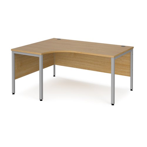 Office Desk Left Hand Corner Desk 1600mm Oak Top With Silver Frame 1200mm Depth Maestro 25 Mb16elso