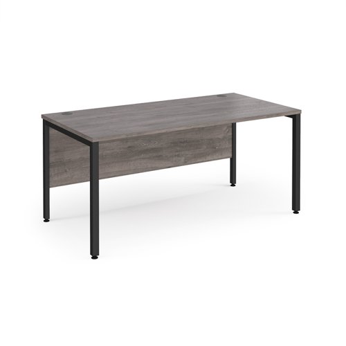 Maestro 25 straight desk 1600mm x 800mm - black bench leg frame, grey oak top