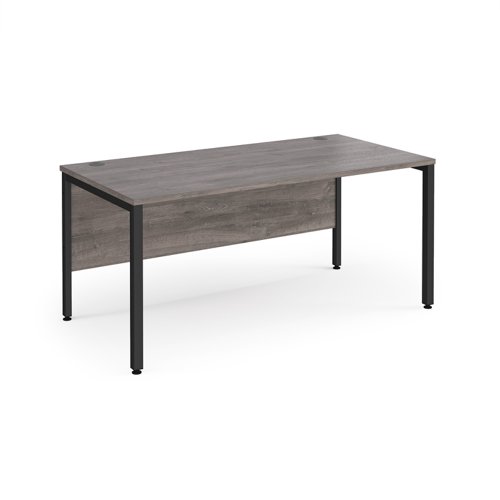 Maestro 25 Straight Desk 1600mm X 800mm Black Bench Leg Frame Grey Oak Top