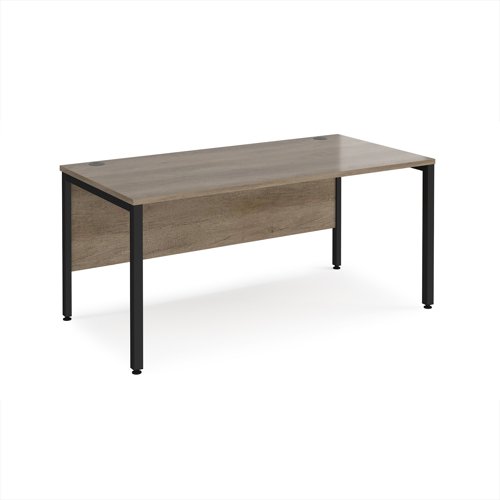 Maestro 25 straight desk 1600mm x 800mm - black bench leg frame, Nebraska Oak top