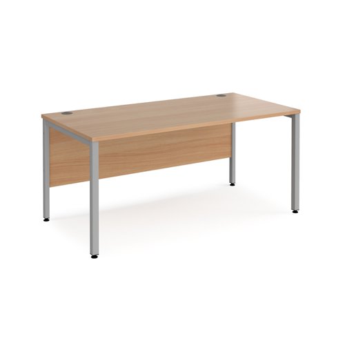 Office Desk 1600mm Rectangular Desk With Bench Leg Beech Tops With Silver Frames 800mm Depth Maestro 25