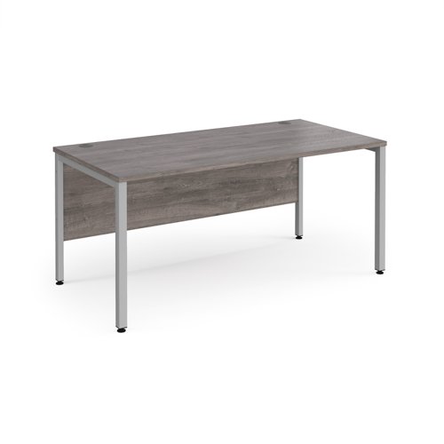 Maestro 25 straight desk 1600mm x 800mm - silver bench leg frame, grey oak top