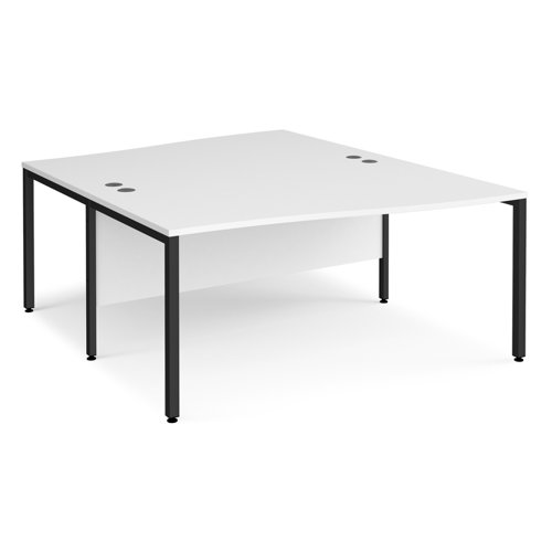 Office Desk 2 Person Wave Desk 1600mm White Tops With Black Frames Maestro 25