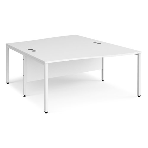 Office Desk 2 Person Wave Desk 1600mm White Tops With White Frames Maestro 25