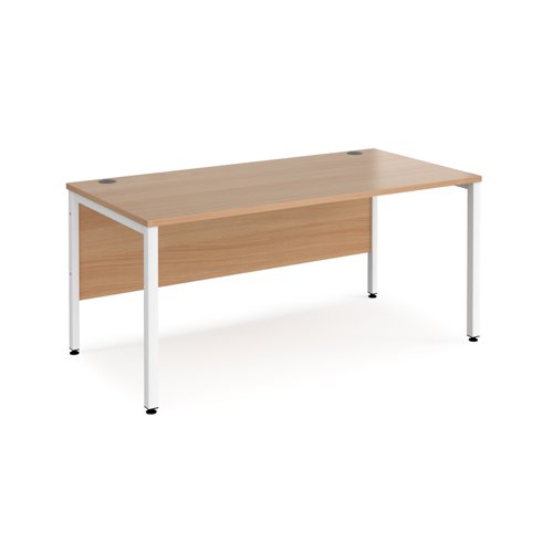 Maestro 25 straight desk 1600mm x 800mm - white bench leg frame, beech top