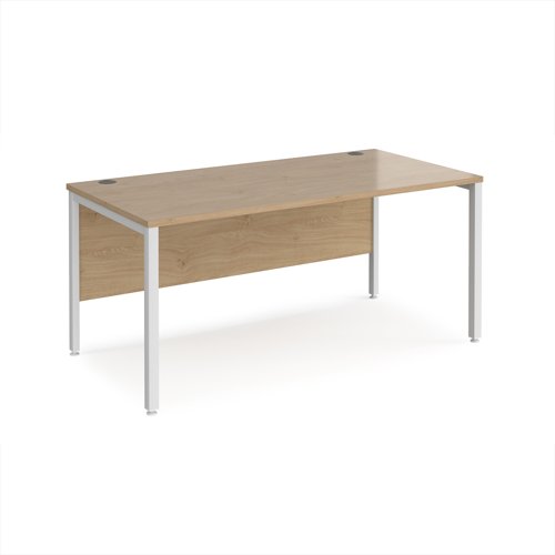 Maestro 25 straight desk 1600mm x 800mm - white bench leg frame, Kendal Oak top