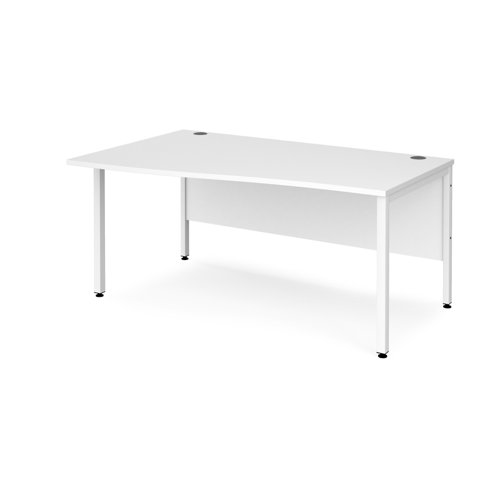 Office Desk Left Hand Wave Desk 1600mm White Top With White Frame Maestro 25 Mb16wlwhwh