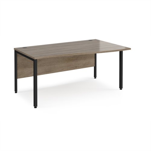 Maestro 25 right hand wave desk 1600mm wide - black bench leg frame, Nebraska Oak top
