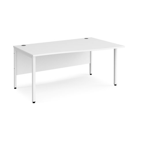 Maestro 25 right hand wave desk 1600mm wide - white bench leg frame, white top