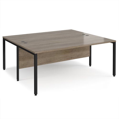 Maestro 25 back to back straight desks 1800mm x 1600mm - black bench leg frame, Nebraska Oak top