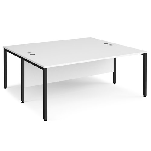 Maestro 25 back to back straight desks 1800mm x 1600mm - black bench leg frame, white top
