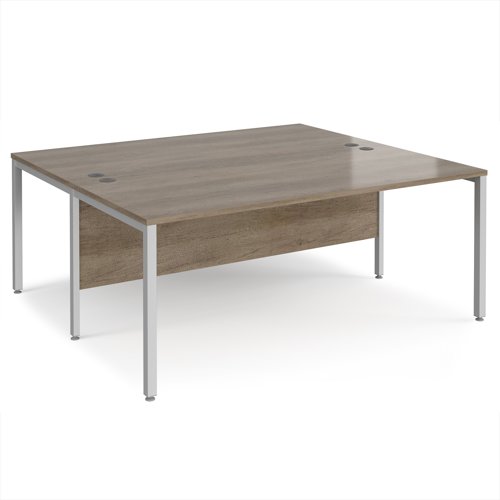Maestro 25 back to back straight desks 1800mm x 1600mm - silver bench leg frame, Nebraska Oak top