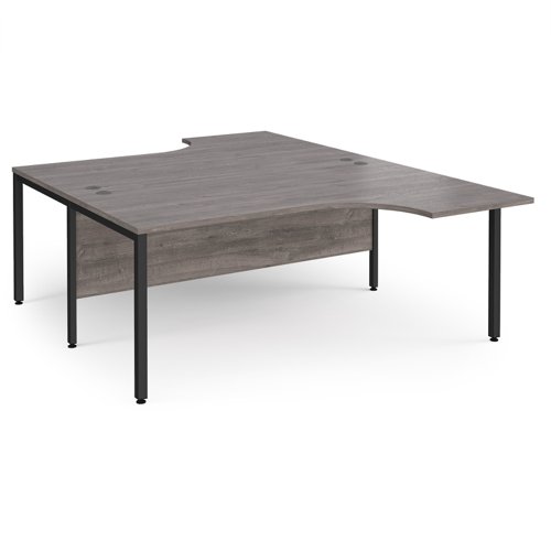 Maestro 25 Back To Back Ergonomic Desks 1800mm Deep Black Bench Leg Frame Grey Oak Top