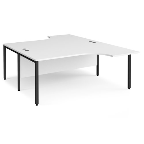 Maestro 25 back to back ergonomic desks 1800mm deep - black bench leg frame, white top | MB18EBKWH | Dams International