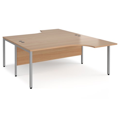 Office Desk 2 Person Corner Desk 1800mm Beech Tops With Silver Frames Maestro 25