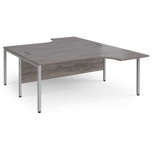 Maestro 25 Back To Back Ergonomic Desks 1800mm Deep Silver Bench Leg Frame Grey Oak Top