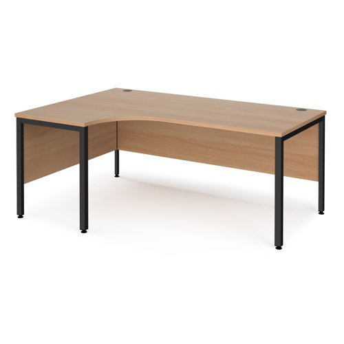 Office Desk Left Hand Corner Desk 1800mm Beech Top With Black Frame 1200mm Depth Maestro 25 Mb18elkb