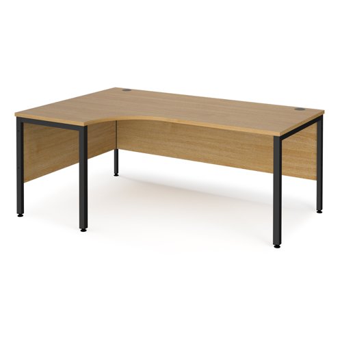 Office Desk Left Hand Corner Desk 1800mm Oak Top With Black Frame 1200mm Depth Maestro 25 Mb18elko