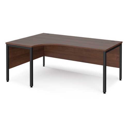 Office Desk Left Hand Corner Desk 1800mm Walnut Top With Black Frame 1200mm Depth Maestro 25 Mb18elkw