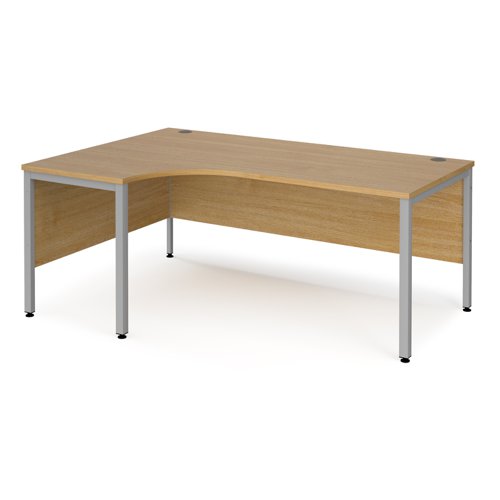 Office Desk Left Hand Corner Desk 1800mm Oak Top With Silver Frame 1200mm Depth Maestro 25 Mb18elso