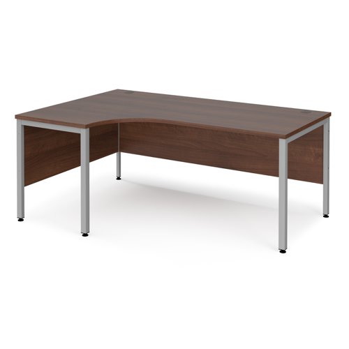 Office Desk Left Hand Corner Desk 1800mm Walnut Top With Silver Frame 1200mm Depth Maestro 25 Mb18elsw