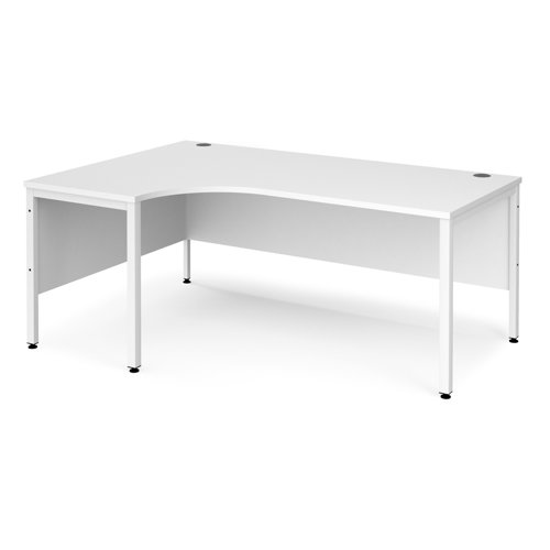 Office Desk Left Hand Corner Desk 1800mm White Top With White Frame 1200mm Depth Maestro 25 Mb18elwhwh