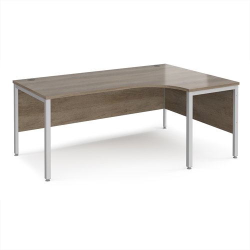 Maestro 25 right hand ergonomic desk 1800mm wide - silver bench leg frame, Nebraska Oak top