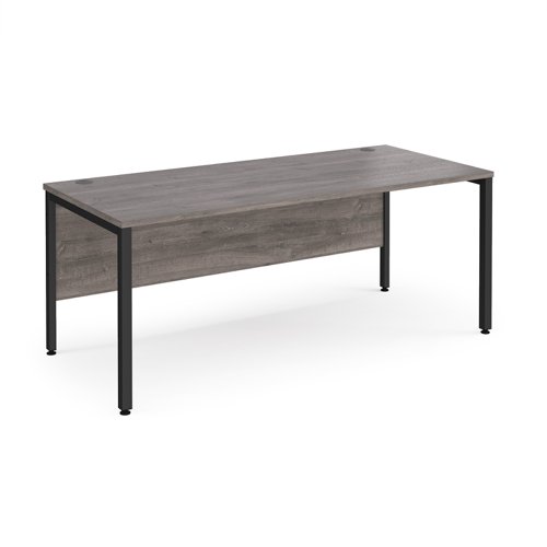 Maestro 25 straight desk 1800mm x 800mm - black bench leg frame, grey oak top