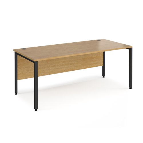 Office Desk 1800mm Rectangular Desk With Bench Leg Oak Tops With Black Frames Maestro 25