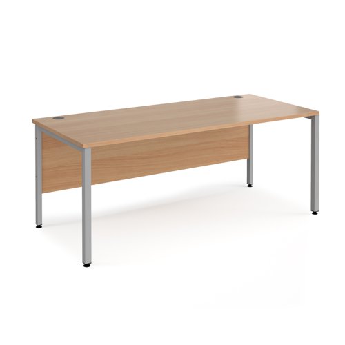Maestro 25 straight desk 1800mm x 800mm - silver bench leg frame, beech top