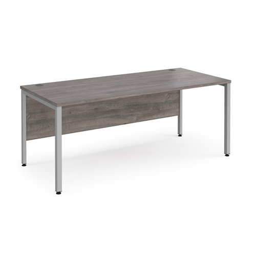 Maestro 25 straight desk 1800mm x 800mm - silver bench leg frame, grey oak top
