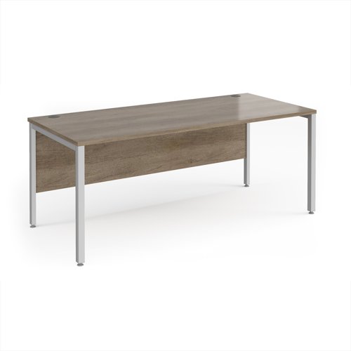 Maestro 25 straight desk 1800mm x 800mm - silver bench leg frame, Nebraska Oak top