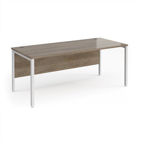 Maestro 25 straight desk 1800mm x 800mm - white bench leg frame, Nebraska Oak top