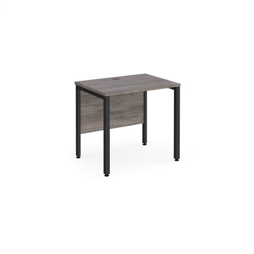 Maestro 25 Straight Desk 800mm X 600mm Black Bench Leg Frame Grey Oak Top