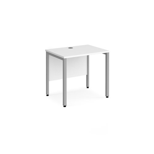 Maestro 25 Straight Desk 800mm X 600mm Silver Bench Leg Frame White Top