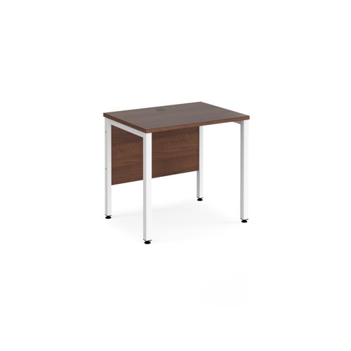 Maestro 25 Straight Desk 800mm X 600mm White Bench Leg Frame Walnut Top