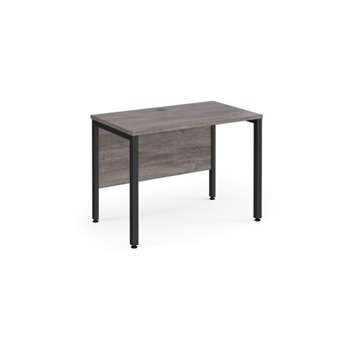 Maestro 25 straight desk 1000mm x 600mm - black bench leg frame, grey oak top