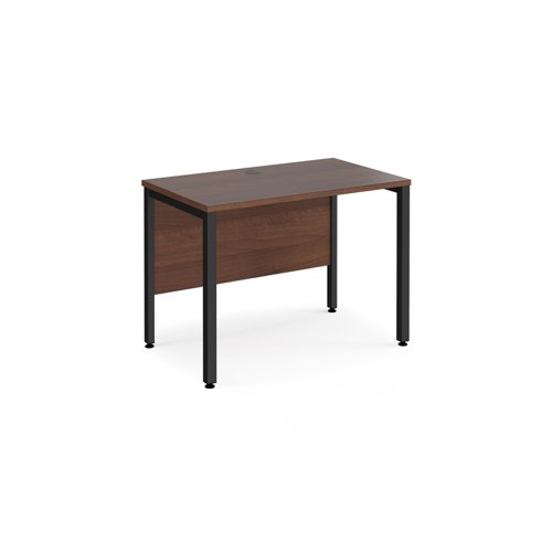Maestro 25 straight desk 1000mm x 600mm - black bench leg frame, walnut top