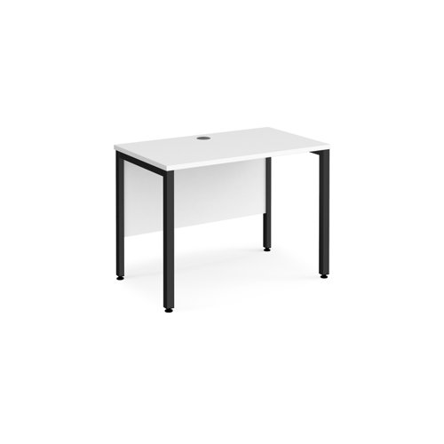 Maestro 25 straight desk 1000mm x 600mm - black bench leg frame, white top