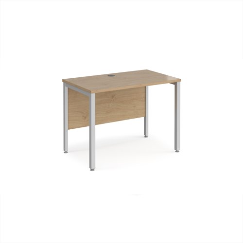 Maestro 25 straight desk 1000mm x 600mm - silver bench leg frame, Kendal Oak top
