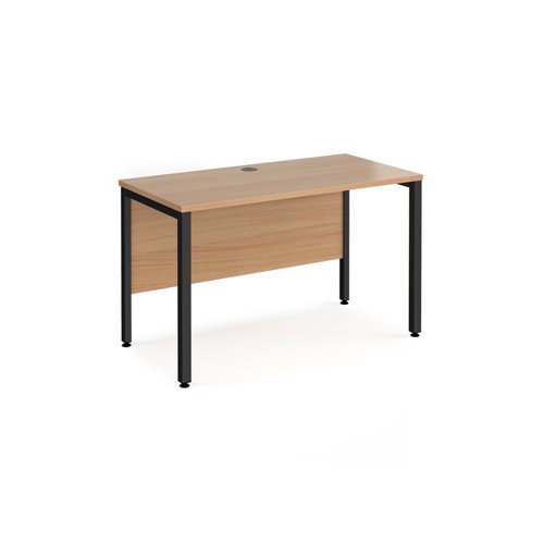 Office Desk 1200mm Rectangular Desk With Bench Leg Beech Tops With Black Frames 600mm Depth Maestro 25