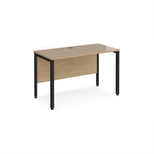 Maestro 25 straight desk 1200mm x 600mm - black bench leg frame, Kendal Oak top