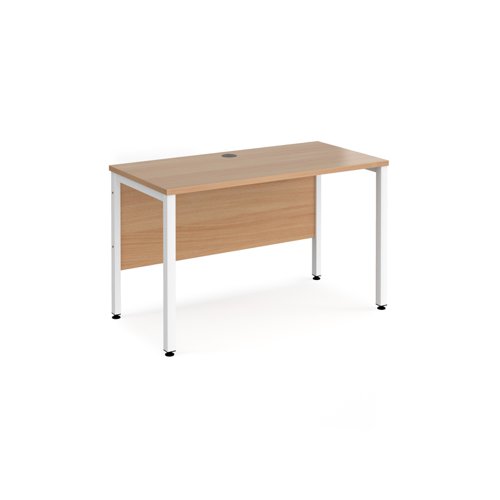 Office Desk 1200mm Rectangular Desk With Bench Leg Beech Tops With White Frames 600mm Depth Maestro 25